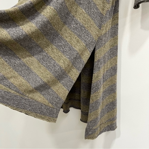 We the Free striped oversized tunic shirt army green gray raw hem size small - Picture 5 of 9